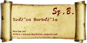 Szűcs Borbála névjegykártya